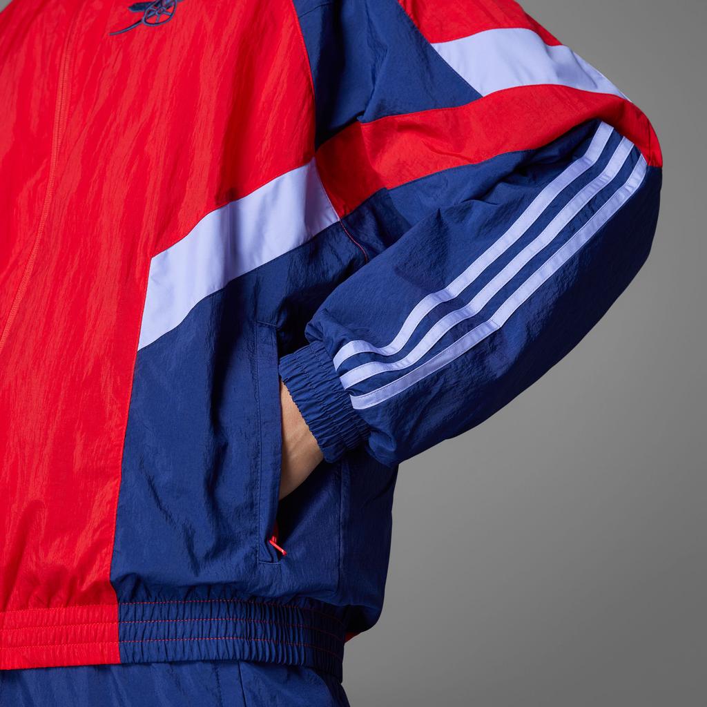 Adidas Originals „Arsenal“ laisvalaikio patogus laisvas striukė Vyriškos striukės šviesiai tamsiai raudonos nakties-dangaus mėlynos spalvos IS6503