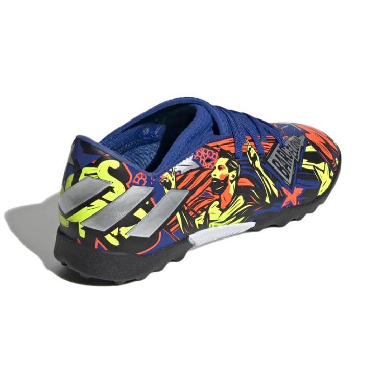 adidas Messi 19.3 Turf Boots J Slip Resistant Abrasion Resistant Low Top Kids' Soccer Shoes Yellow Blue Kids' EH0595