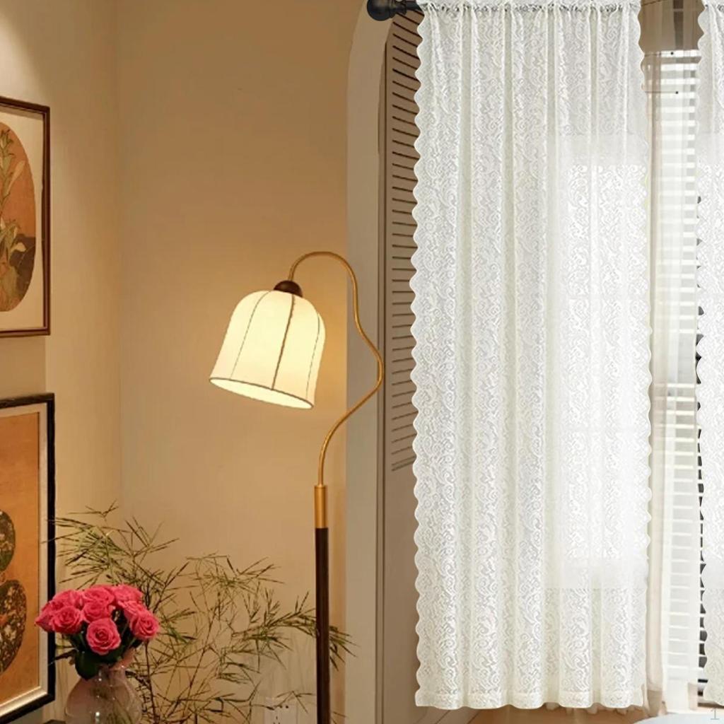 Curtain Floral Patterned Vintage Drapery Voile Rod Pocket for Balcony Office Study Room