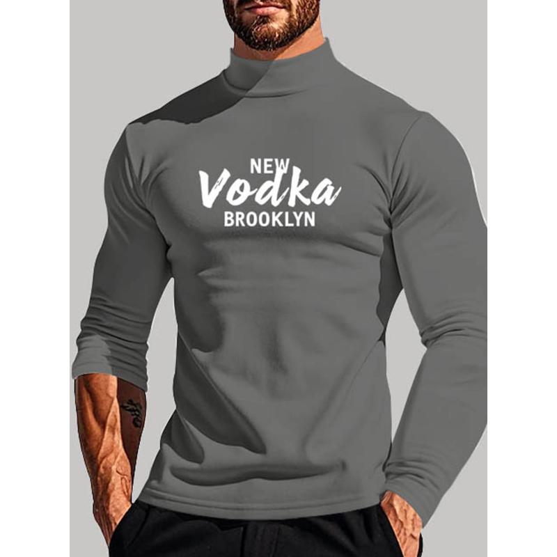 Polyester Men s Mock Neck Long Sleeve Tee, Lightweight Warm & Perfect for Autumn Outdoor Walk XXL серый