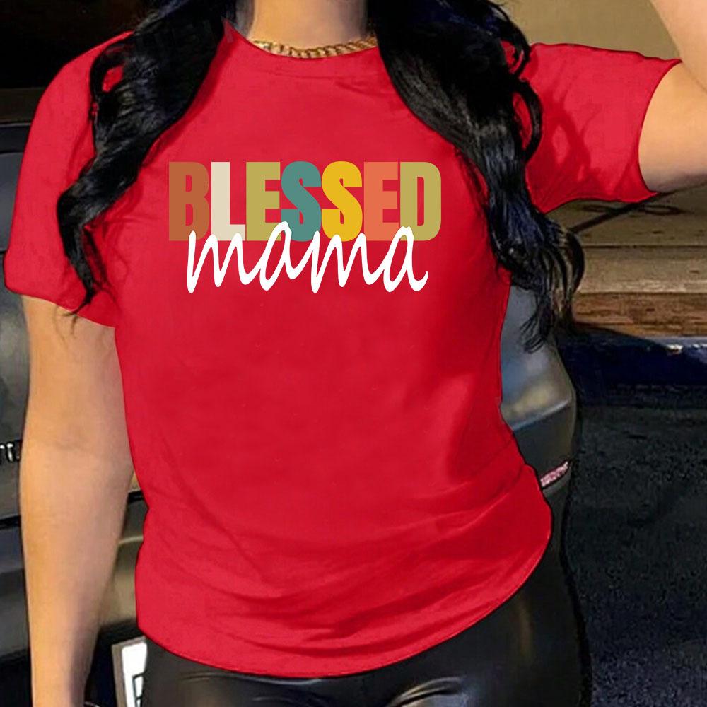 Cotton T-Shirt Short Sleeve Round Neck Women 2d Print Tops