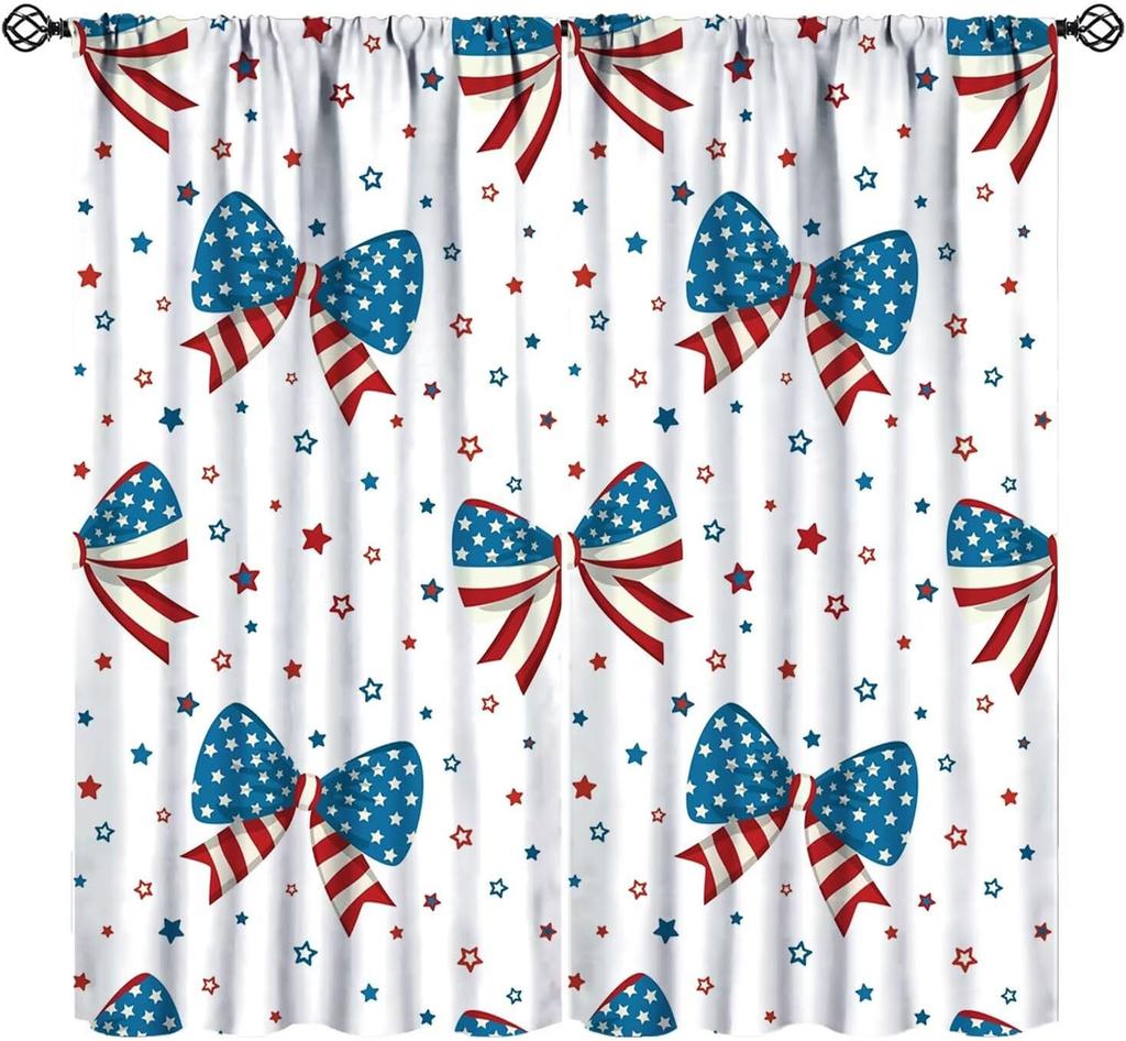 Farmhouse American Flag Curtains Boys Army Green Camo Vintage Stripe Us Print Window Kitchen Bedroom Curtain Polyester Ideal For Sleeping Area