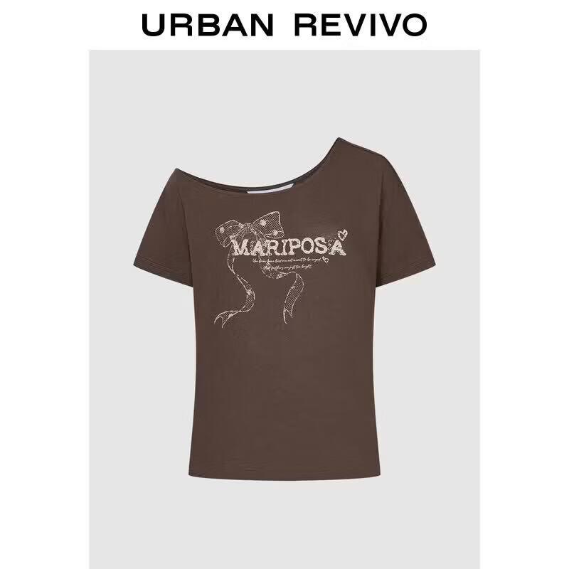 UR2026 Women s Off-Shoulder Distressed Print T-Shirt S