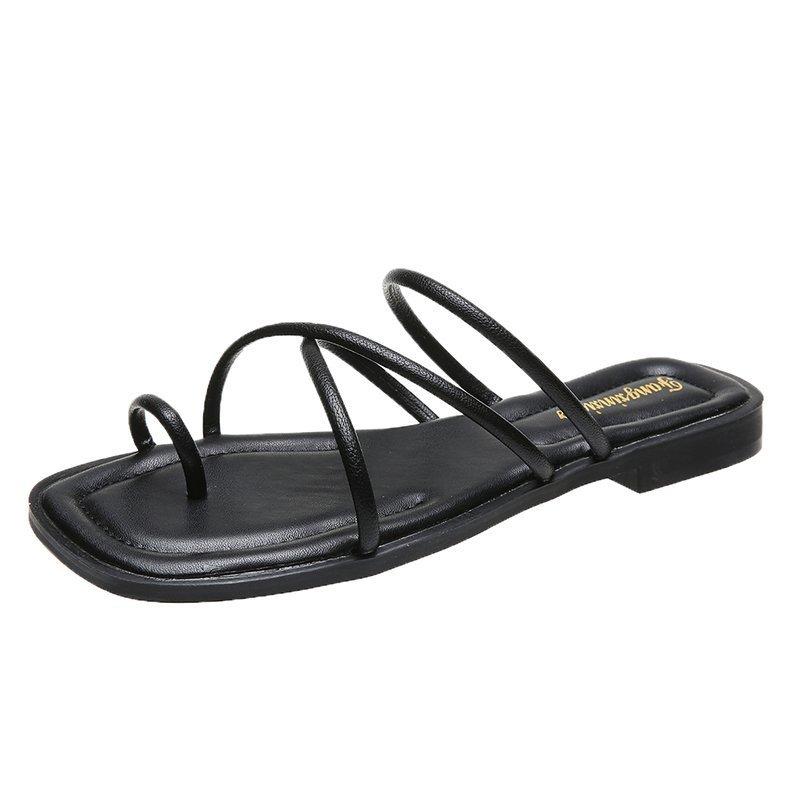 

Сандалии с ремешками, женская верхняя одежда, плоские римские удобные пляжные сандалии, элегантная и удобная женская модная обувь 40 чёрный