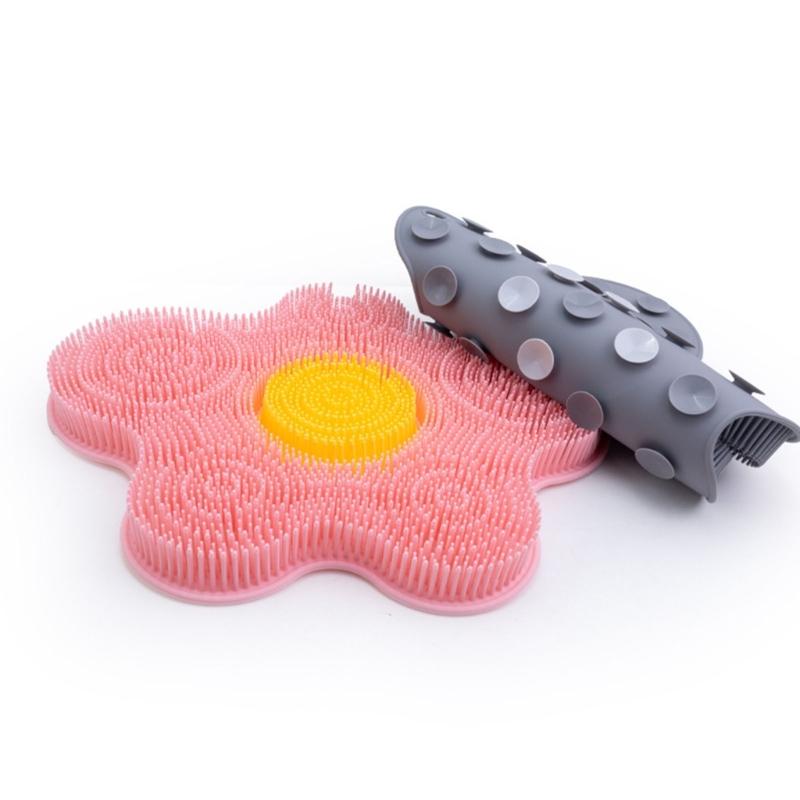 Portable NonSlip Bath Foot Scrubber Silicone Massage Mat Silicone Back Exfoliating Cleaner For Foot Care Heel Relief
