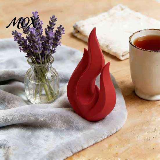 Moderne Abstrakte Skulptur 3D Gedruckte Flammen-Skulptur, Matt Rote Hohl-Statue, Kreative Heimdekoration Minimalistische Kunst Schreibtisch-Ornament für