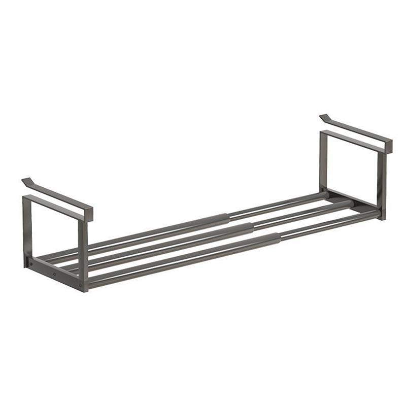 

Регулируемая обувная полка, экономящий место многоярусный органайзер для домашней обувницы, держатель для обуви под полкой с подвесной корзиной чёрный