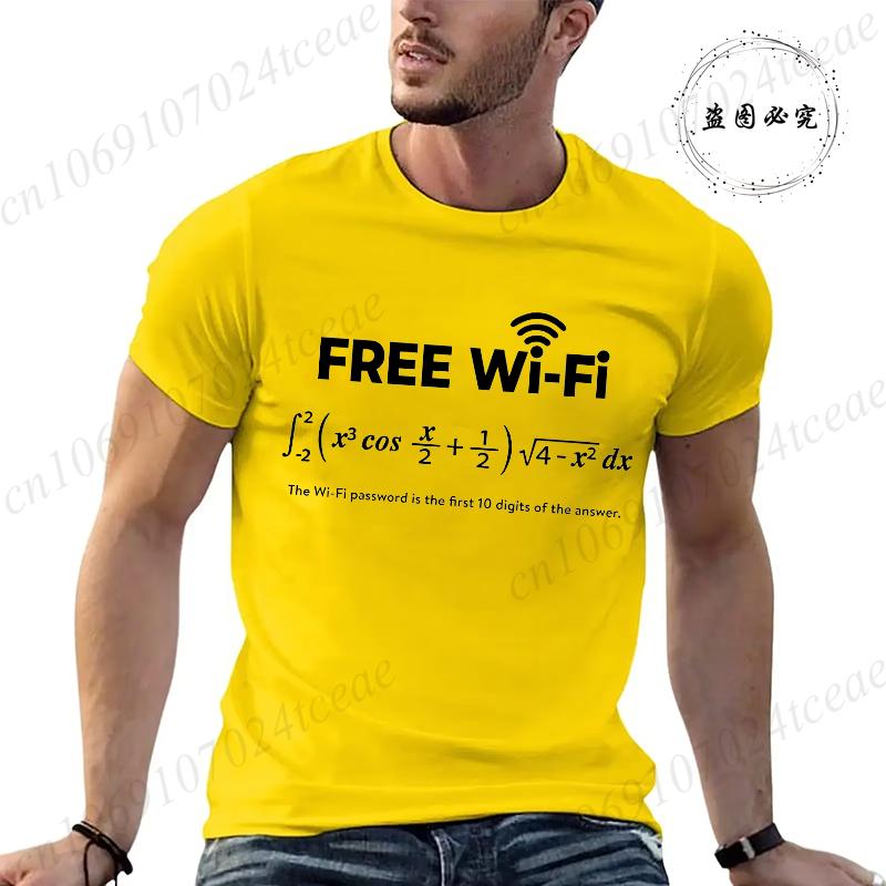 

Men s Tops Mens Free WiFi T Shirt Funny Nerdy Math Equation Graphic Novelty Tee Short Sleeves Tops Street Short Sleeves Clothing 4XL