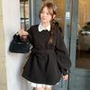 Autumn/Winter 2025 Elegant Double-Sided Wool Coat with Belted Lantern Sleeves - French Style Petite Women's Windbreaker Dress