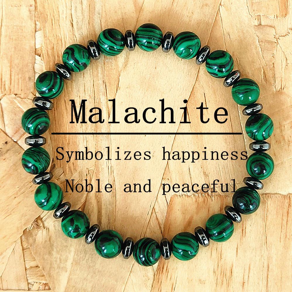 Xi Yin Malachite Stretch Bracelet - Unisex Accessories 8MM