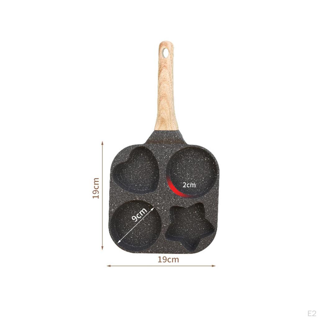 Tigaie cu grătar împărțit Arată cu ouă Vase antiaderență Omletă pentru clătite cu 4 găuri pentru gătit