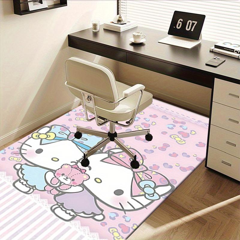 Office Rug Hello Kitty, Bow Anti-Slip Rug, Machine Washable for Living Room, Bedroom, Office, Multiple Sizes, Bedroom Mat, Decorative Mat, Durable Mat
