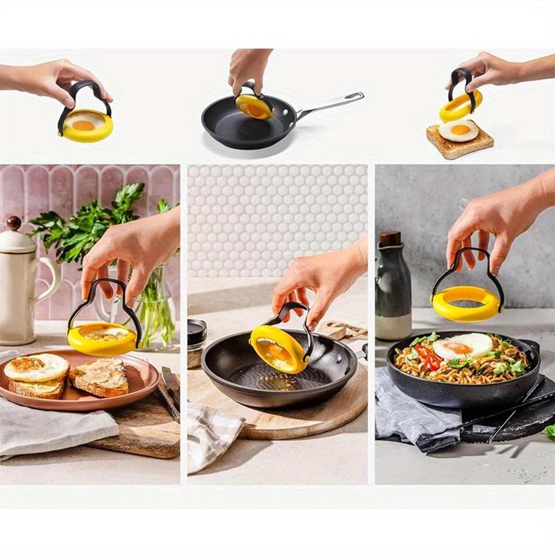 2pcs Frying Egg Mold, Circular Egg Cooker Ring with Heat-Resistant Handle, Silicone Egg Ring for Frying Eggs, Breakfast Sandwich Egg Mold