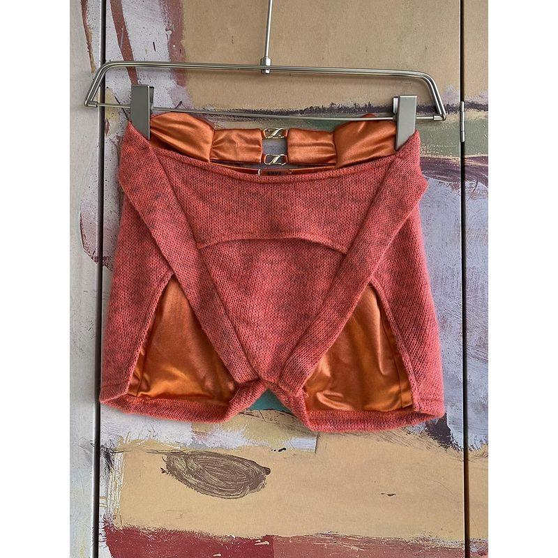 Foreign Trade Original Order RUV * E Anali Orange Red Jumpsuit + Shorts Split Two-piece Set Quaint Shorts