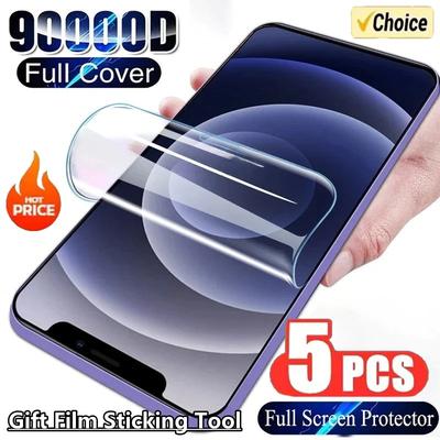 5Pcs Full Cover Hydrogel Film For iPhone 16E 13 12 11 14 15 16 Pro Max Screen Protector For iPhone 16 PRO XR XS MAX 15 Plus