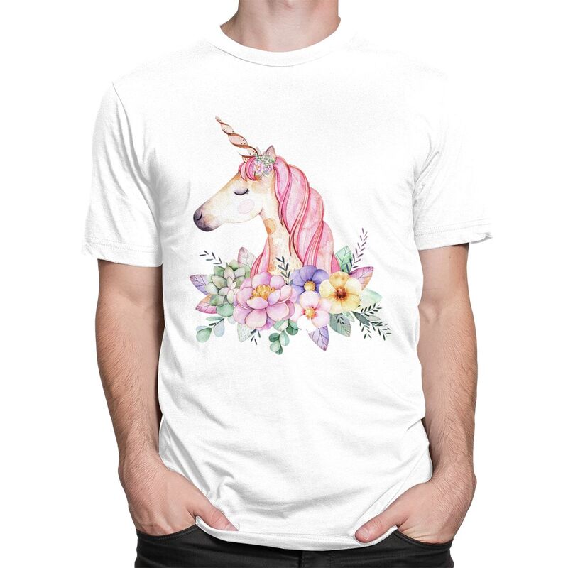 Custom Cute Cartoon Unicorn T Shirt for Men 100 Cotton Tshirt Tees Tshirt