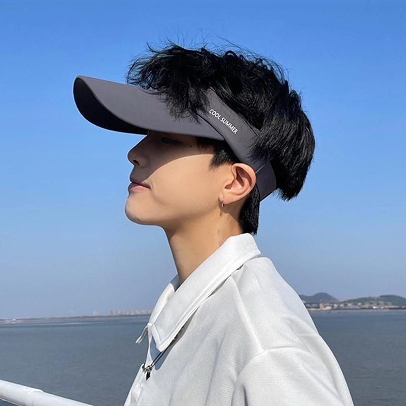 Cooling Stretchy Visor Ice Silk Long Brim Empty Top Hat Summer Uv Protection Men Sun Hats Cycling Running Sports Golf Visor Cap