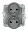 Mini Double Socket with Shutter Grey Matt 27Mgpr-2Zp