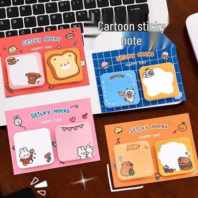 Blocs de notes adhésives Capybara mignons et créatifs - Déchirables et réutilisables pour les étudiants, papeterie de qualité supérieure avec un motif de dessin animé