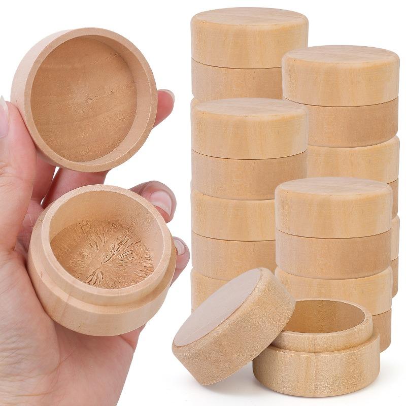 1/8x Mini kulatá dřevěná krabička Krabička na snubní prsteny Šperky Brikety Dřevěný úložný kontejner Pouzdro DIY Vaše jména a datum Kontejner na prsteny