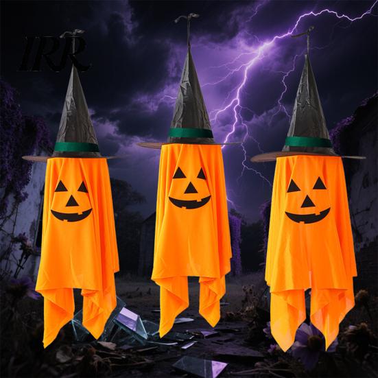 Halloween Night Home Ornaments Cute Hanging Decor, Pumpkin Ghost Pendant with Durable Fabric Decor Wizard Hat, Spooky Witch Ornament for Party