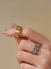 18K Gold-Plated Stainless Steel Prong-Set Plum Blossom CZ Ring - Simple, Non-Fading Fashion Jewelry