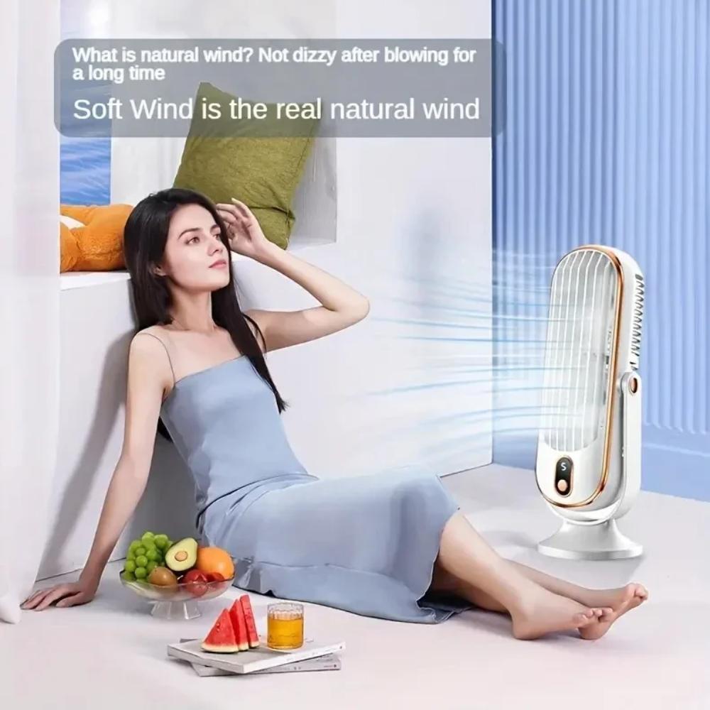 Large Battery Dual Motor Household Small Air Cooler, 5-speed Air Cooling Fan 360 ° Surround Air Blower, Portable USB Fan