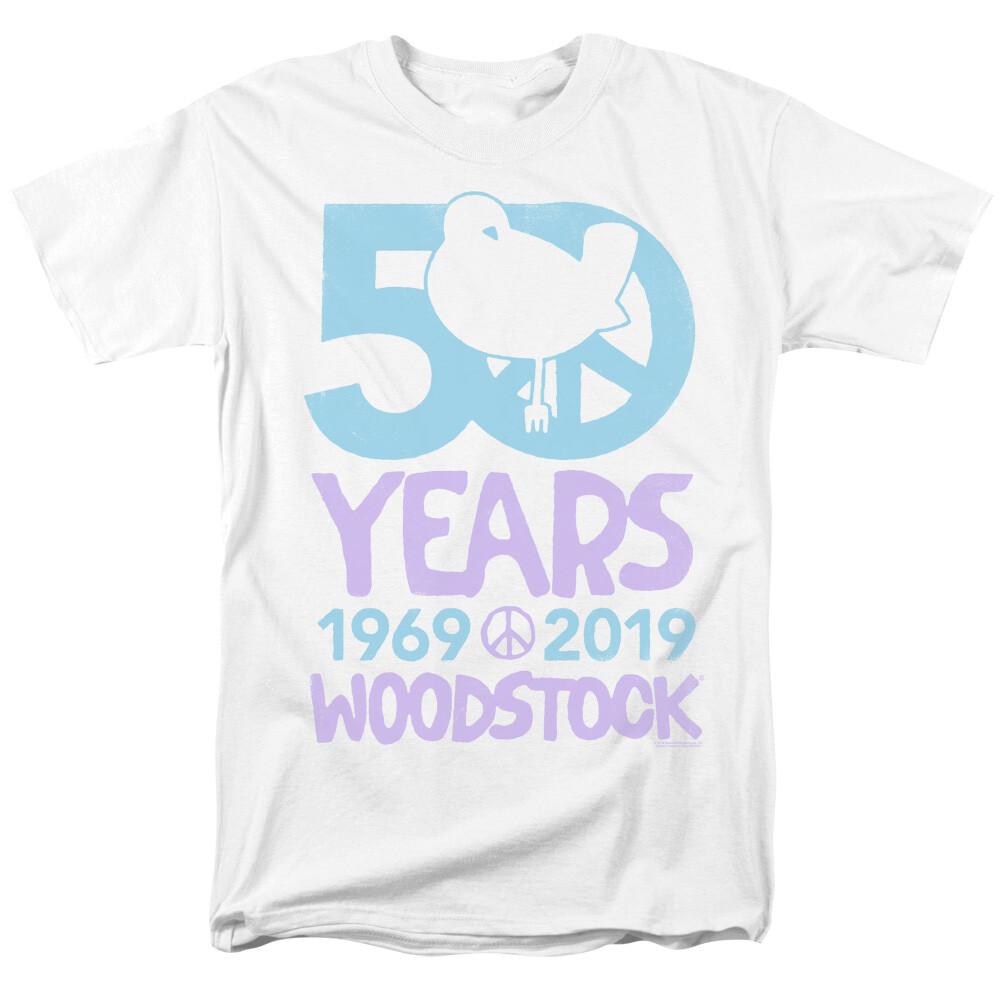 Woodstock 50 Simple T Shirt Licensed Rock Tee 1969 Festival Peace Music White S