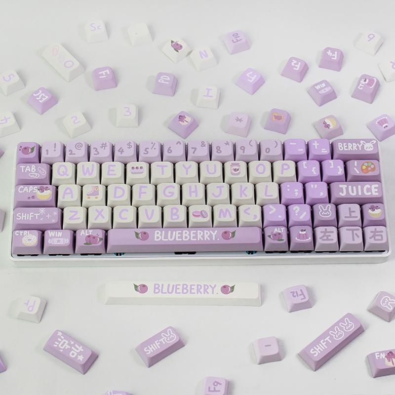 133Keys Blueberries Keycaps DA Profile 9.5mm Thick PBT Keycap For 61/87/104/108 Layout Mechanical Keyboard Keycaps