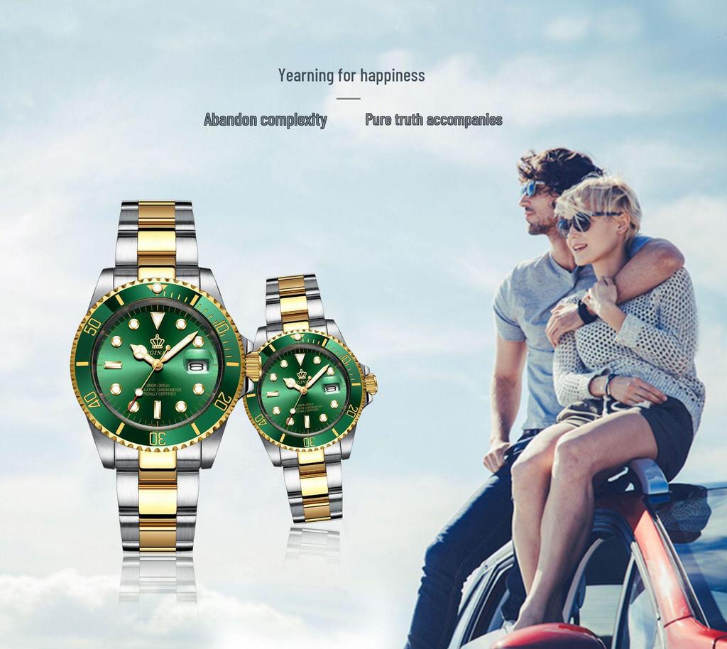 მამაკაცის მწვანე Submariner Date უჟანგავი ფოლადის საათი – მაღალი კლასის მინიმალისტური, წყალგაუმტარი, მბრუნავი ბეზელი, სტუდენტური სპორტული დიზაინი