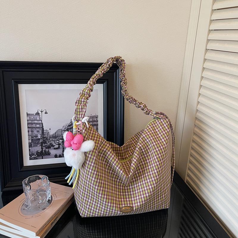

2026 Women s Japanese Nylon Tote & Crossbody Bag - Casual Pleated Dumpling Style хакі