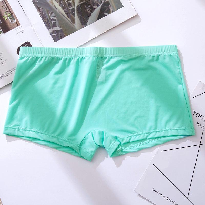 New Ice Silk Men's Ultra-Thin Transparent Low-Rise Boxer Briefs - Breathable Square Leg Design