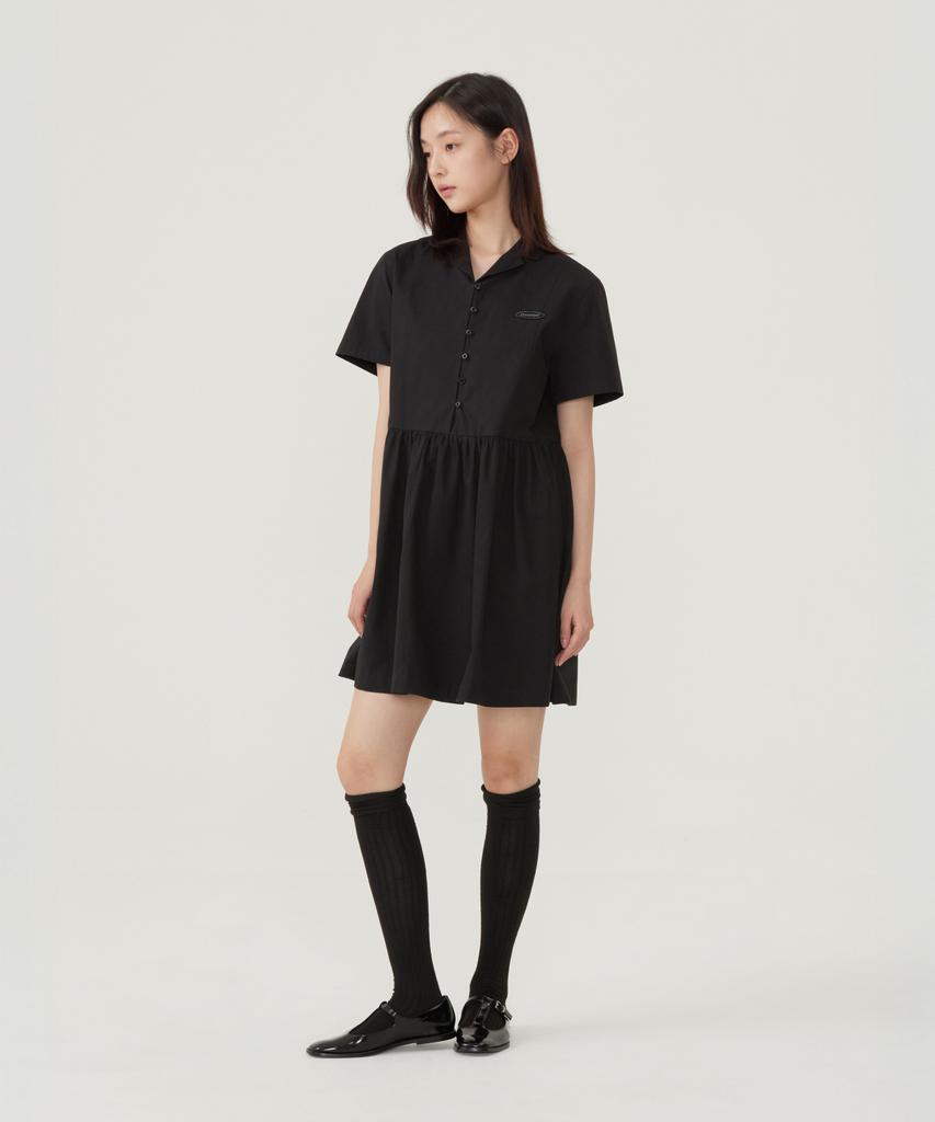 Covernat Woman Collared Half-Sleeve Dress Ivory