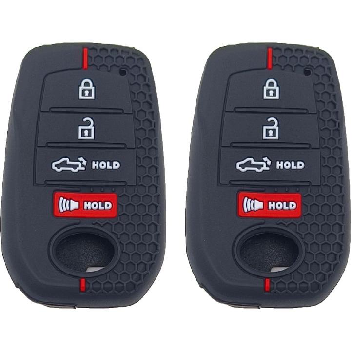 LemSa 2Pcs Silicone Key Fob Cover Case Protector Holder for Toyota 2026 2025 2024 2023 Tacoma Tundra Camry Corolla Crown Prius Venza Sequoia Grand