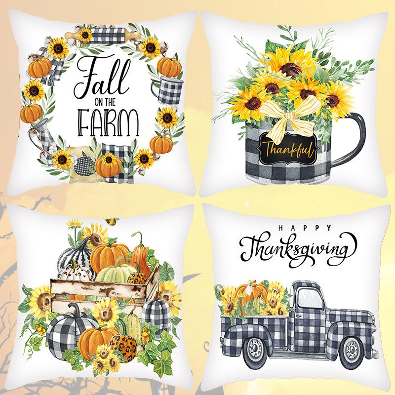 

New Product Pumpkin Flowers Fashion Pillowcase Home Decoration Sofa Bedside Nap Pillow Cushion 45*45cm