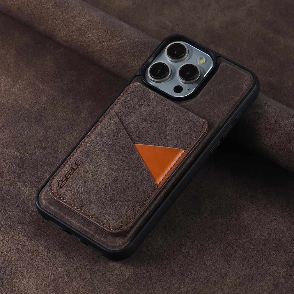ESEBLE E2 For iPhone 14 Pro Magnetic Case RFID Blocking Retro Leather Back Cover with Detachable Card Holder