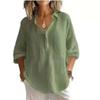 Spring and Summer New Style Solid Color Comfortable Loose Large-Sized V-Neck Long-Sleeve Women's Shirt