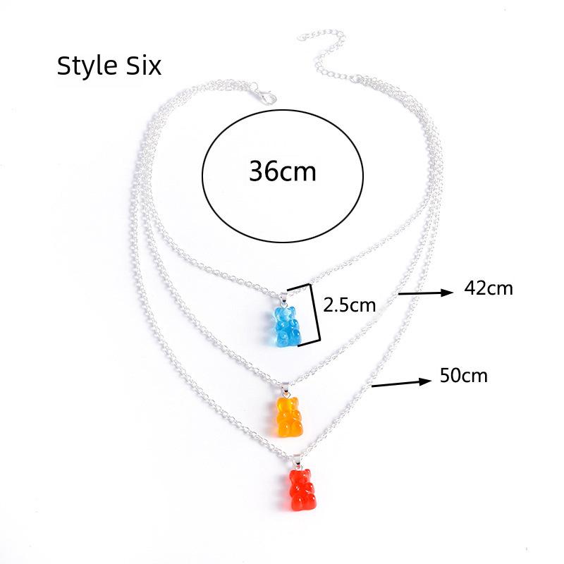 Bunte Bärenanhänger-Halskette: Süßer Harzschmuck für Frauen