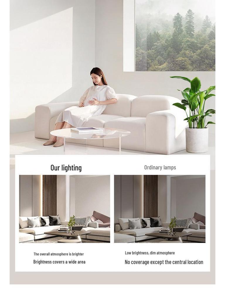 Walnut Wood Grain Ceiling Light: Full Spectrum Eye Protection Chandelier for Living Room, Bedroom, and Dining Room