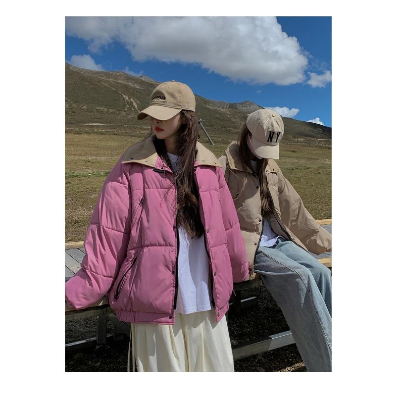 Women's cotton-padded clothes in winter new cotton clothes short stand-up collar thickened student bread clothes jacket trendy