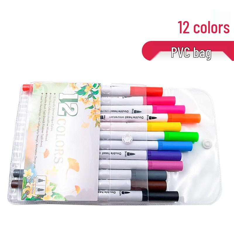 Double-Headed Water-Based Washable Marker Set for Kids - Colored Outline & Soft-Tip Pens for Painting and Art White Barrel