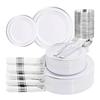 Disposable Party Tableware Set for 10 People Plastic Plates Plastic Cups Forks Knives Spoons Silverware Cutlery Set for Gatherings Events