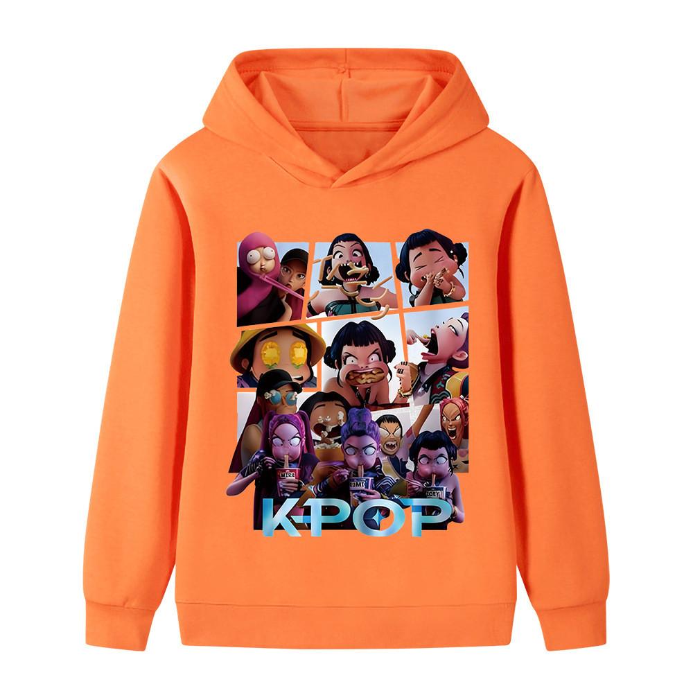 B1237 Kids Boys Girls Kpop Rumi Zoey Mira Print Long Sleeves Hoodie