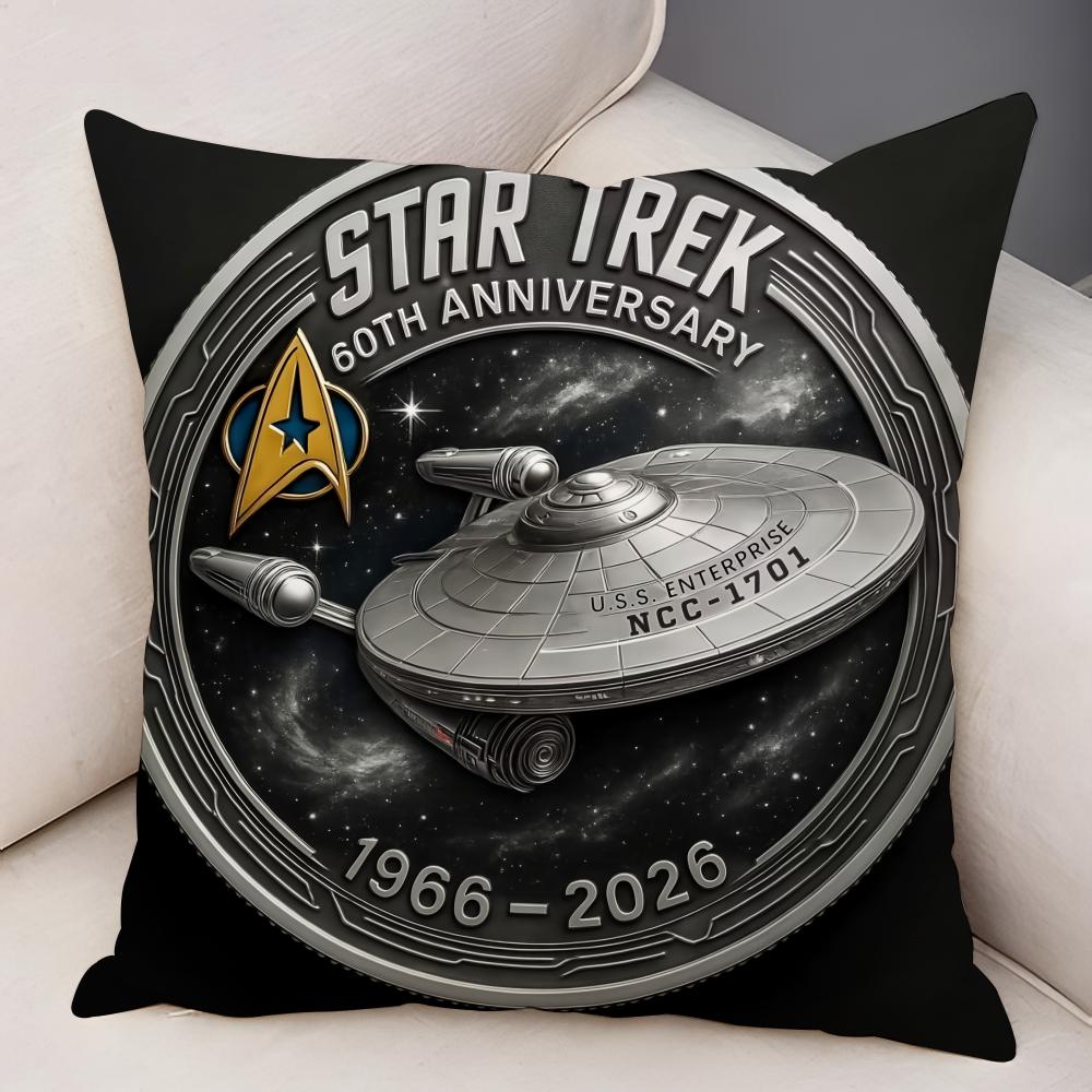 Star TTrek Ship Movie Logo Cushion Cover Natural Linen Organic Fabric DoubleSided Printing Breathable For Decor