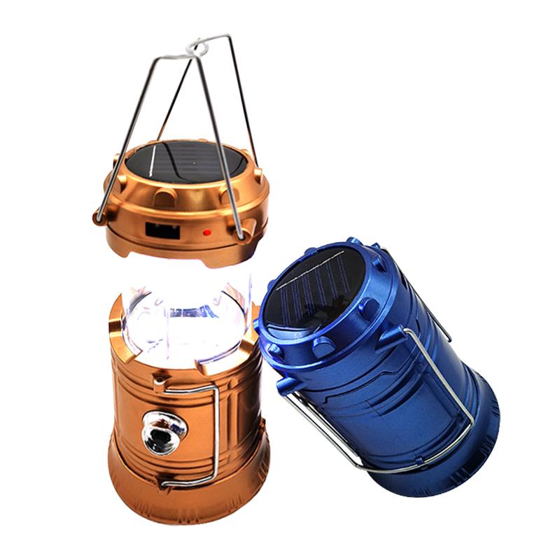 Solar And Usb Charging Led Solar Camping Light With Power Bank For Outdoor Collapsible Foldable Camping