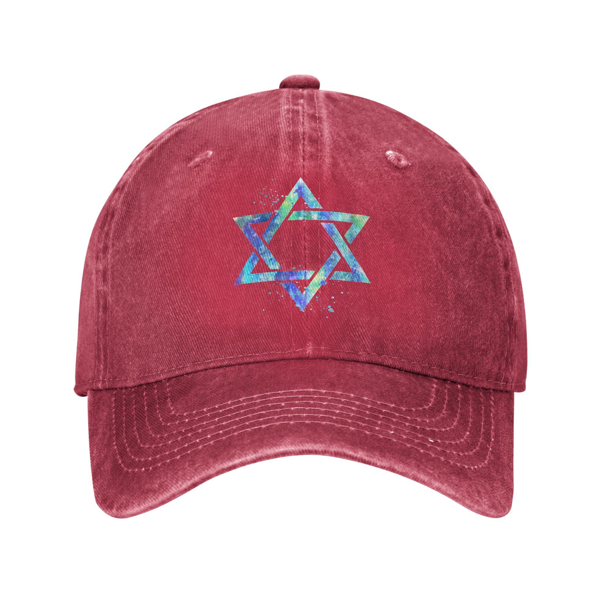 Israel Star Of David Flag Unisex Women Baseball Cap Jewish Symbol Distressed Cotton Hat Vintage Outdoor Unstructured Soft Sun Cap Adjustable