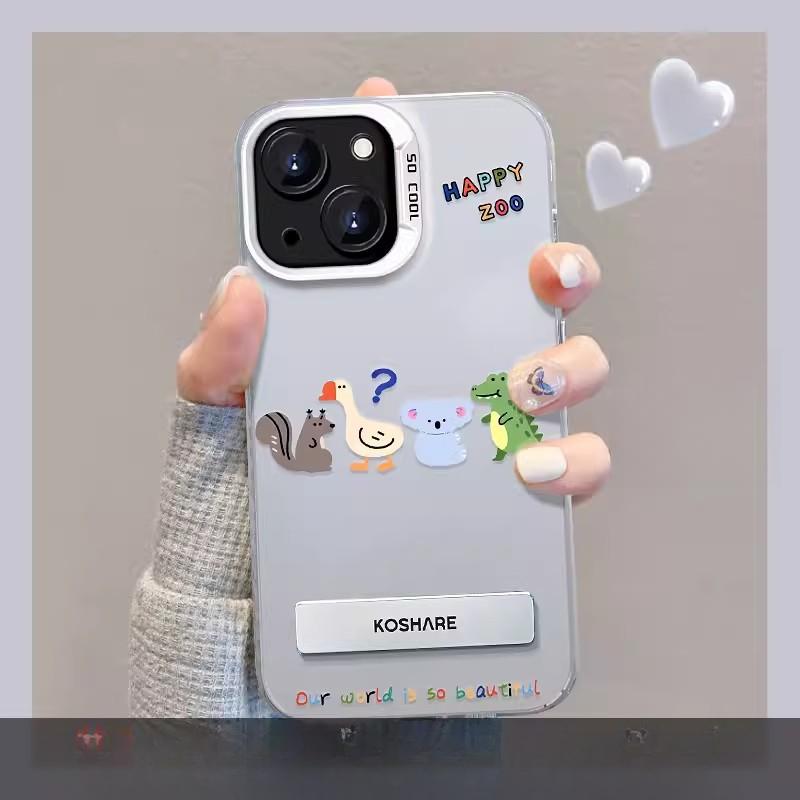 Anwendbar auf Apple 14 Handyhülle Iphone13 Niedliches Tier Unsichtbare Halterung 12pro Farbe Silber Matt 11 Große Löcher