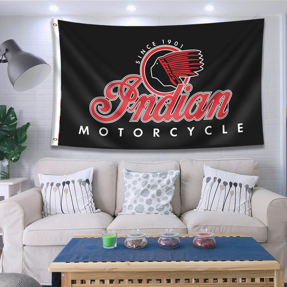 Flag Motorcycle Banner 3x5ft/90 * 150cm (HD Printing, Durable 150D Polyester) for Garage Man Cave with Metal Grommet
