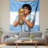 Diego Maradona Argentina Football Legend Wall Tapestry Kissing World Cup Trophy Albiceleste Decor for Fan Man Cave Gift