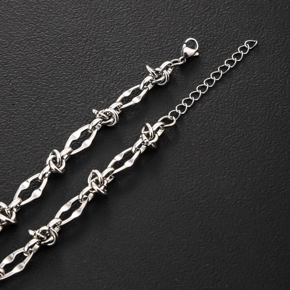 Wasserdichtes Armband aus Edelstahl für Damen Herren Unregelmäßige Kettenglieder mit Knoten Verstellbare Verlängerungskette Trendiger Schmuck